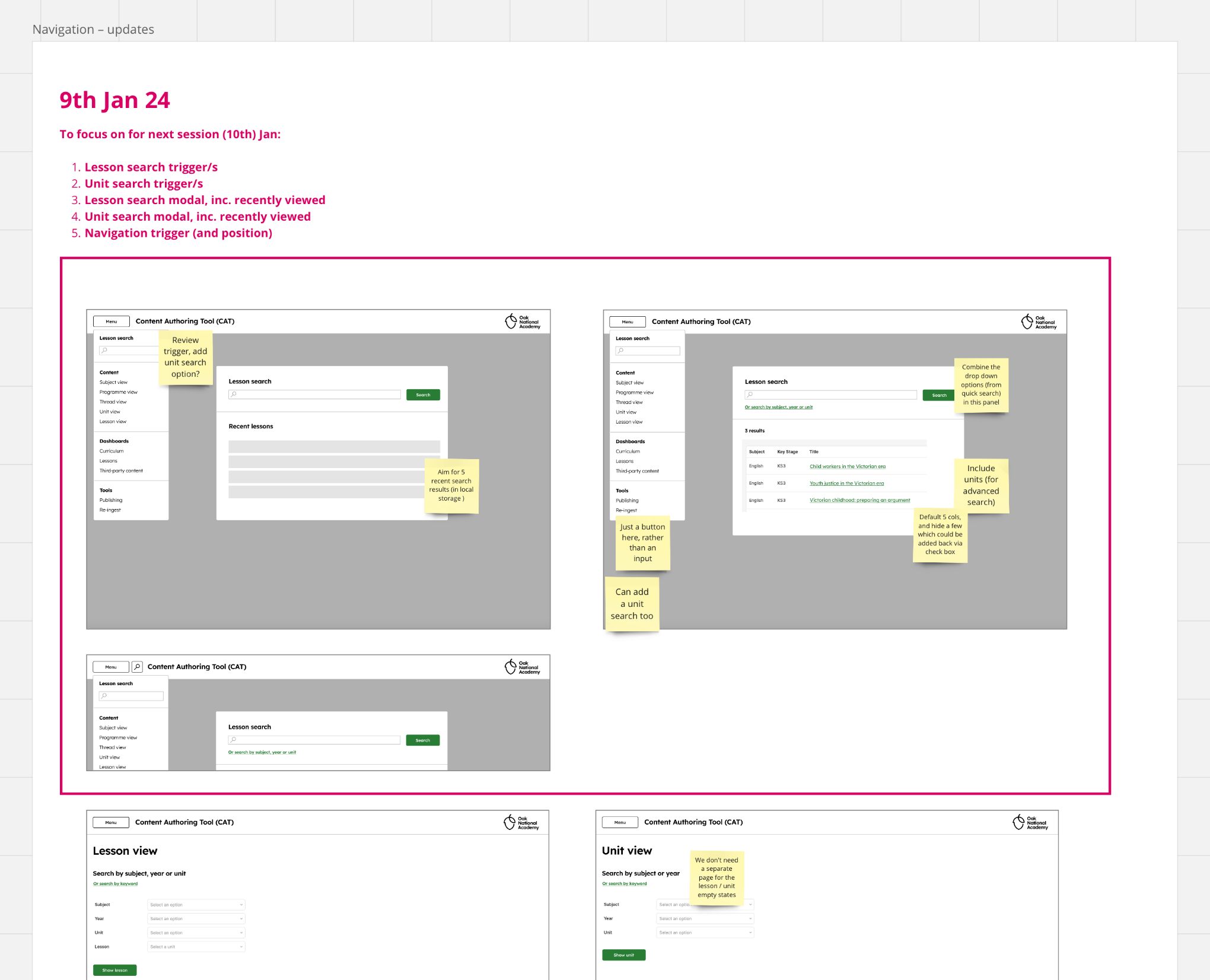 Further wireframe development