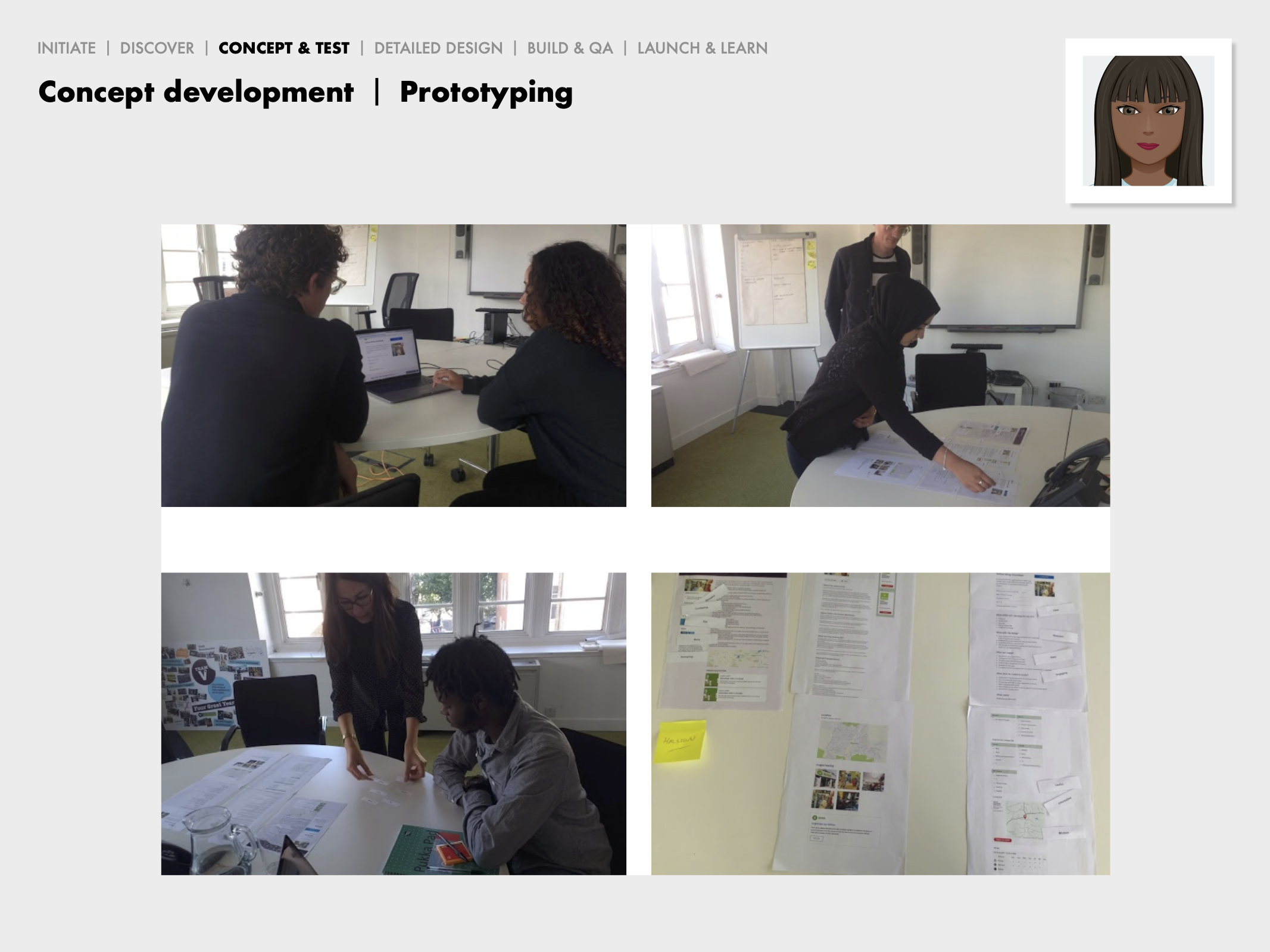 A number of images of prototype being testing in an office