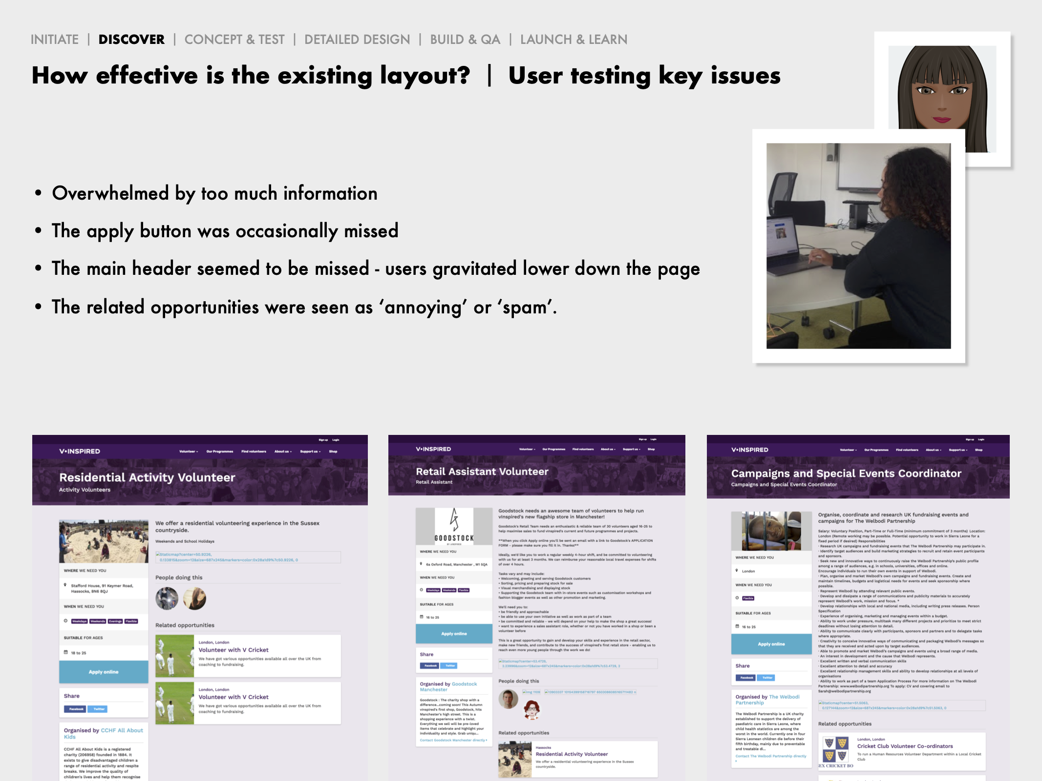 Image of user test for existing layout